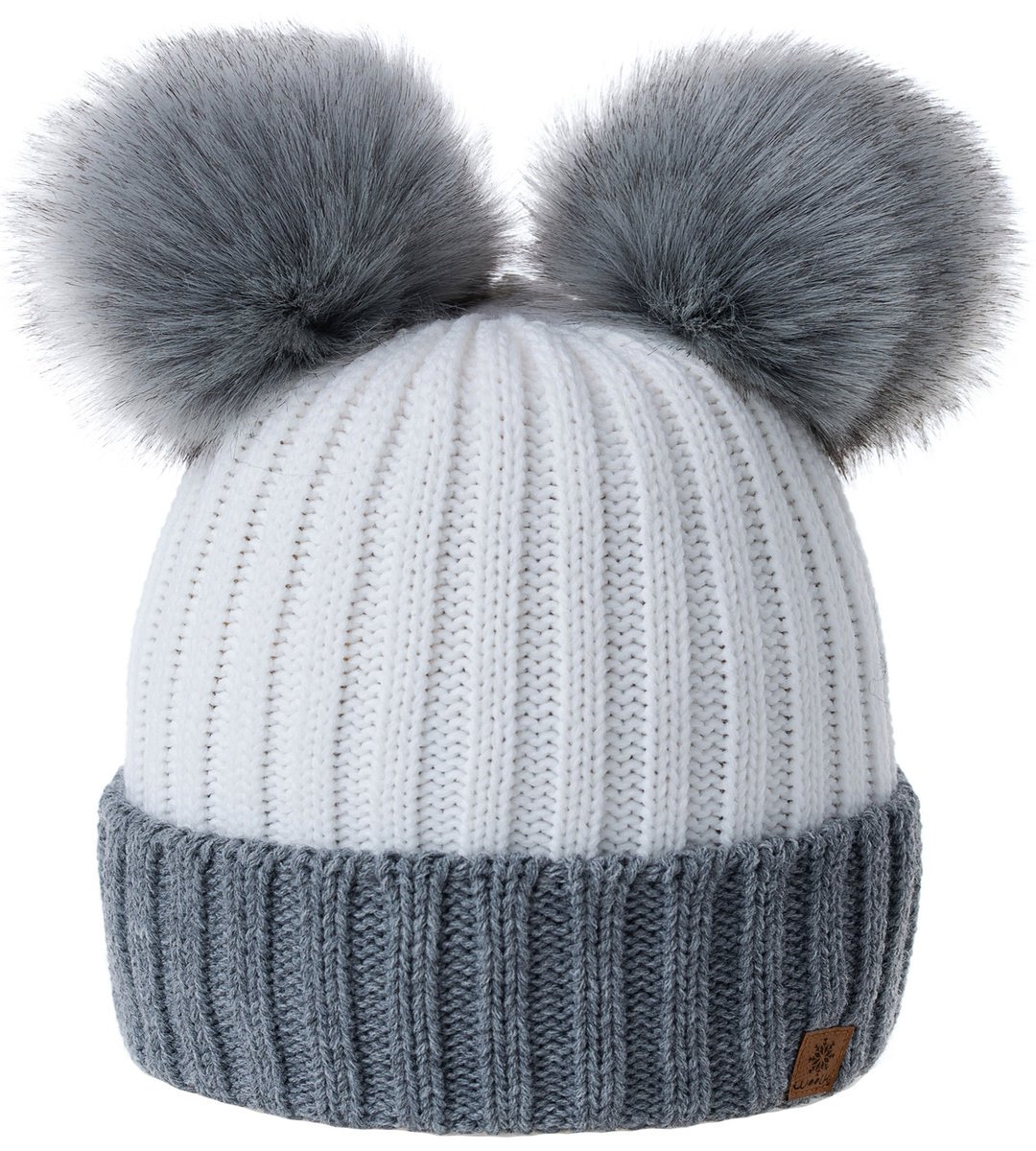 Zimowa CZAPKA CIEPŁA z dwoma pomponami Woolk