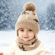 Czapki dla dzieci - TEMU Zestaw i ociepleń na szyję w dinozaury, idealny dla dzieci w wieku 1-3 lat. Dzianinowe czapki zapewniające ciepło jesienią i zimą, wiatroodporne - miniaturka - grafika 1