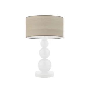 Biała lampa stołowa z abażurem w kolorze bielonego dębu HONOLULU ECO - Lampy stojące - miniaturka - grafika 1