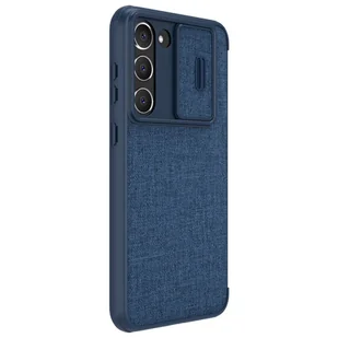 Nillkin Qin Cloth Pro Case etui Samsung Galaxy S23+ pokrowiec z klapką osłona na aparat niebieskie - Etui i futerały do telefonów - miniaturka - grafika 4