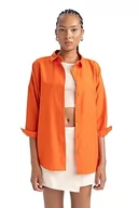 Koszulki i topy damskie - DeFacto Damska koszulka oversize, długa koszulka z długim rękawem, wygodna koszulka z długim rękawem, pomarańczowy, XXL - miniaturka - grafika 1