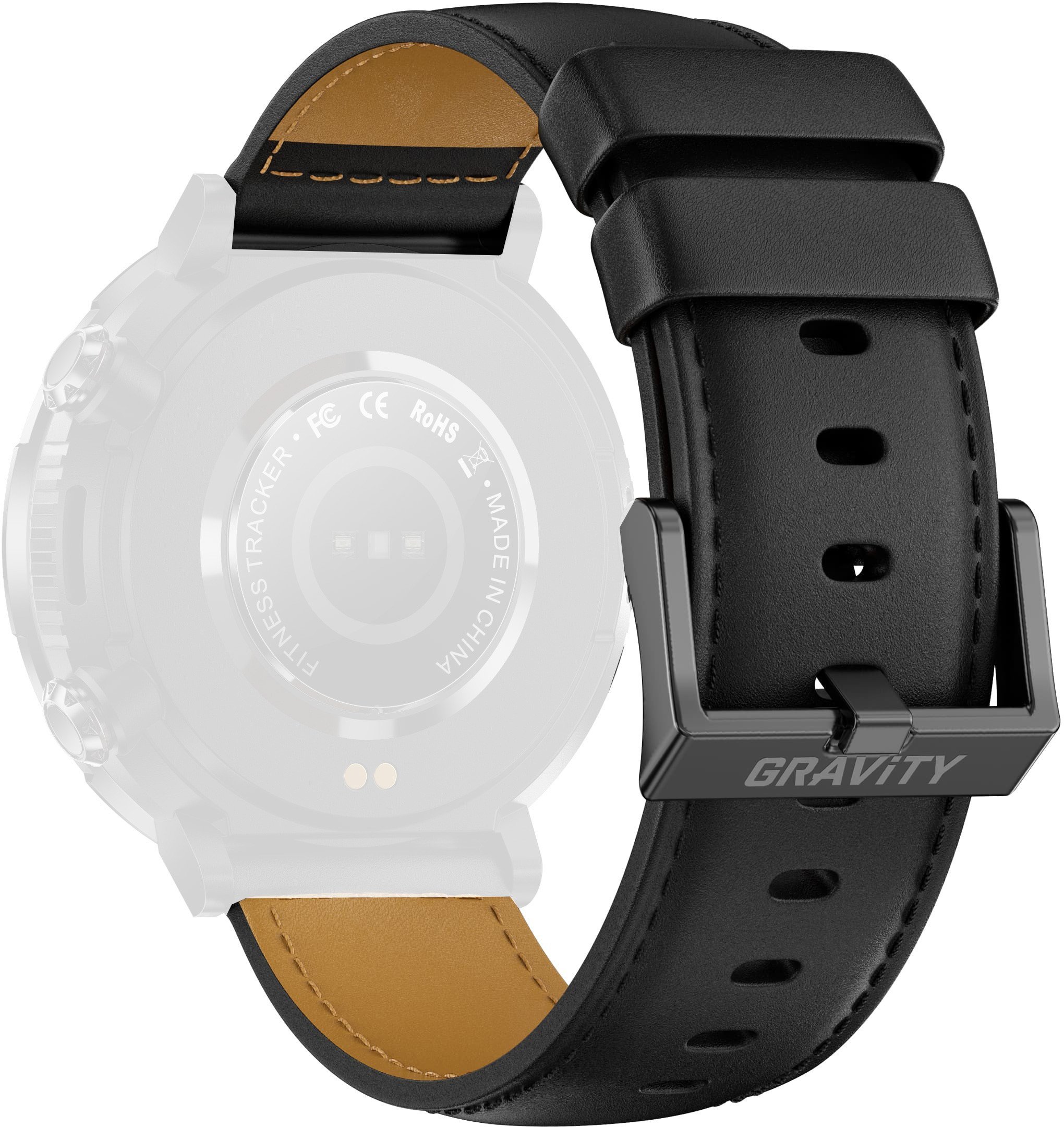 Pasek skórzany GRAVITY GT21 - czarny 24 mm