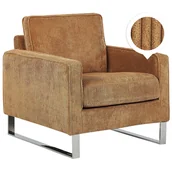 Fotele - Beliani Fotel sztruksowy jasnobrązowy VIND - miniaturka - grafika 1