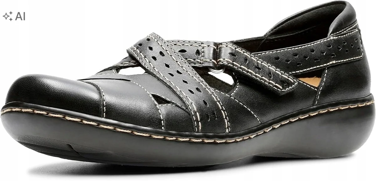 CLARKS CZARNE PÓŁBUTY ZE SKÓRY NATURALNEJ Z PERFORACJĄ 37,5 6PA
