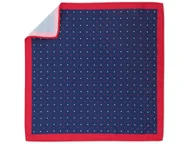 Krawaty i muchy męskie - Granatowa poszetka w białe i czerwone kropki E314 - miniaturka - grafika 1