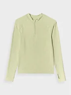Koszulki sportowe damskie - Damski longsleeve basic 4F 4FRAW24TLONF504 - zielony - miniaturka - grafika 1