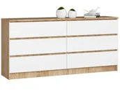 Komody - Długa Komoda Biały Z Szufladami Dąb Sonoma + S8-P12 - miniaturka - grafika 1