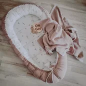 Kokony niemowlęce - Kokon Niemowlęcy Gniazdo Gąski 2 strona muślin Beżowy Bawełniany / Bajkowe Wnętrza - miniaturka - grafika 1