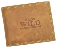 Portfele - Portfel Męski Skórzany ALWAYS WILD Skóra Licowa Mały Poziomy RFID N0035-CHM/8717 KONIAKOWY 10 x 9 x 2 [cm] - miniaturka - grafika 1