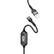 Kable USB - USAMS Kabel pleciony U48 lightning 1,2m 2A Fast Charging LED czarny/black SJ423USB01 (US-SJ423) - miniaturka - grafika 1