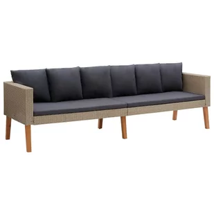 vidaXL 3-osobowa sofa ogrodowa z poduszkami, rattan PE, beż - Sofy ogrodowe - miniaturka - grafika 1