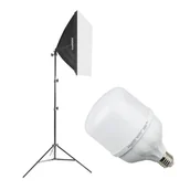 Lampy studyjne - ReLed  Zestaw Oświetleniowy LED z Softboxem 60x60 - miniaturka - grafika 1