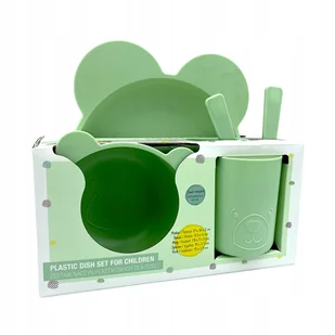 Smukee Zestaw Naczyń Plastikowych Dla Dzieci MIŚ 5el. Zielone - Zestawy naczyń dla dzieci - miniaturka - grafika 1