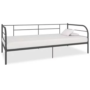 vidaXL Rama leżanki, szara, metalowa, 90 x 200 cm - Łóżka - miniaturka - grafika 1