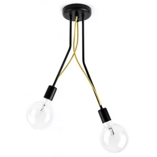 Czarna lampa sufitowa Loft Tubo 4 lampa z metalowych rurek KOLOROWE KABLE - Lampy sufitowe - miniaturka - grafika 1