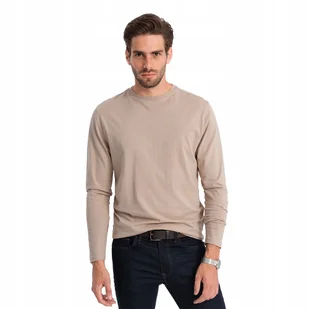 Longsleeve męski bawełna 100% beżowy wygodny Ombre V8 OM-LSBL-0106 r. XL - Koszulki męskie - miniaturka - grafika 1