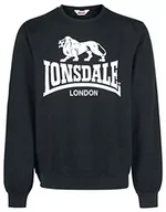 Bluzy męskie - Lonsdale bluza męska bluza Men Crew narożny GoSport - 3xl czarny - miniaturka - grafika 1