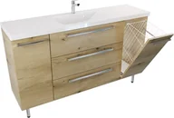 Szafki łazienkowe - Szafka z umywalką ATHD UM ST 140 D K UCH MAT - Drewnodekor mat - Uchwyt Chromowany - miniaturka - grafika 1