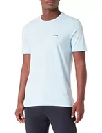Koszulki męskie - BOSS Męski T-shirt Curved Regular-Fit z bawełny ekologicznej z logo, Open Blue, XXL - miniaturka - grafika 1