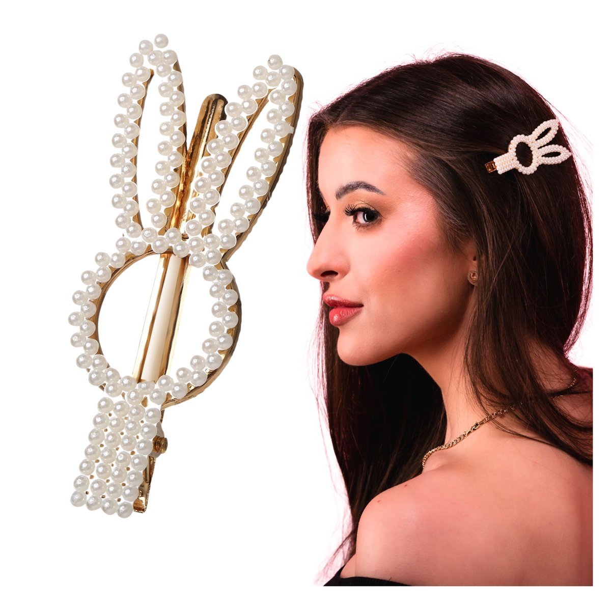 Spinka do Włosów Złota Biała Wsuwka z Perłami Ślubna Lekka i Bezpieczna