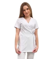 Marynarki i żakiety damskie - Żakiet kopertowy, tunika biała basic premium roz. XL - miniaturka - grafika 1