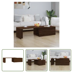 The Living Store stolik kawowy brązowy dąb 150x50x35 cm materiał drewnopochodny - Ławy i stoliki kawowe - miniaturka - grafika 1