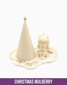 Świece - Zestaw Świąteczny - Świąteczny Blask - 3 elementy - Dwie Świece Sojowe - Podstawka - Zapach Christmas Mulberry - miniaturka - grafika 1