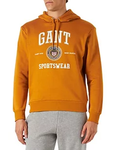 GANT Męska bluza z kapturem D1 Crest Shield Sweat Hoodie bluza z kapturem, DK Mustard Orange, L - Bluzy męskie - miniaturka - grafika 1