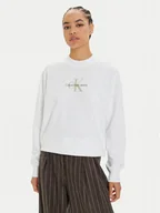 Bluzy damskie - Calvin Klein Jeans Bluza Monologo J20J224177 Biały Regular Fit - miniaturka - grafika 1