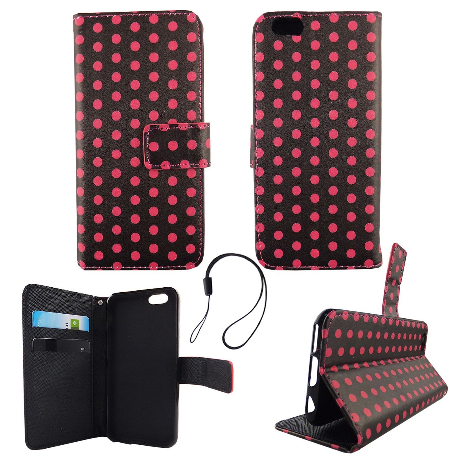 Etui na telefon komórkowy Apple iPhone 6 / 6s Polka Dot Black Pink
