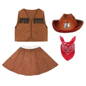 Dresy i komplety dla dziewczynek - ZESTAW KOWBOJKA BRĄZOWY 134-140 4el - miniaturka - grafika 1