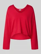 Swetry damskie - Sweter z dzianiny o kroju relaxed fit z dekoltem w serek model ‘SOMAIJA’ - miniaturka - grafika 1