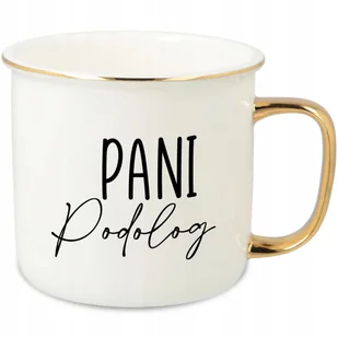 KUBEK UCHO RANT ZŁOTY PORCELANOWY RETRO PREZENT DLA PANI PODOLOG MIX WZORY - Kubki - miniaturka - grafika 1