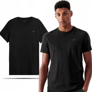 Koszulki męskie - Koszulka Męska 4F T-SHIRT Bawełniany Czarny SS23TTSHM536-20S - grafika 1