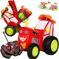 Zabawki zdalnie sterowane - TRAKTOR ZDALNIE STEROWANY CIĄGNIK RC CZERWONY AUTO ŚWIECI SKACZE AKUMULATOR - miniaturka - grafika 1