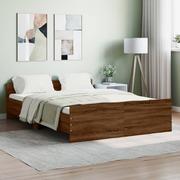 Łóżka - Rama łóżka z wezgłowiem i zanóżkiem, brązowy dąb, 135x190 cm Lumarko! - miniaturka - grafika 1