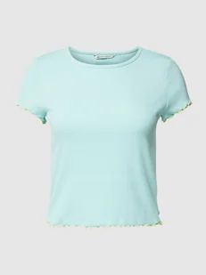 T-shirt krótki z falistym dołem - Koszulki i topy damskie - miniaturka - grafika 1