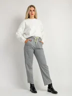 Spodnie damskie - Spodnie z domieszką bawełny szary L - miniaturka - grafika 1