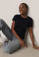 Koszulki i topy damskie - Granatowy Bawełniany T-shirt w Klasycznym Stylu Nedila - miniaturka - grafika 1