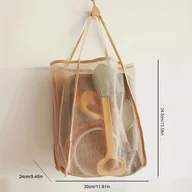 Torebki damskie - TEMU XL Torba Plażowa dla Nastolatków – Duża Składana Siatkowa Torba z Wytrzymałymi Uchwytami, Trwała Torba Poliestrowa na Zabawki Plażowe, Muszle i - miniaturka - grafika 1