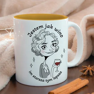 Złoty kubek z nadrukiem - Jestem jak wino, im starsza, tym lepsza - Kubki - miniaturka - grafika 1