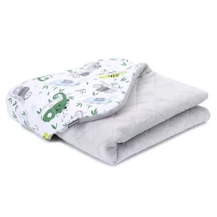 MAMO-TATO Kocyk Minky PIK dla niemowląt i dzieci 75x100 Kameleony zielone / jasny szary - letni - Koce i narzuty dla dzieci - miniaturka - grafika 1