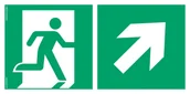 Systemy ekspozycyjne i znaki informacyjne - AE096 KIERUNEK DO WYJŚCIA EWAKUACYJNEGO W GÓRĘ W PRAWO, PS - PŁYTA PCV 1MM FOTOLUMINESCENCYJNA; (200X100MM) - miniaturka - grafika 1