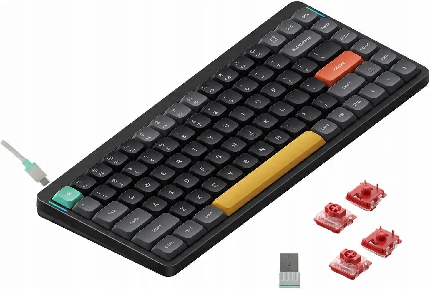 Nuphy - Air75 V2 Wireless Mechanical Keyboard - Bezprzewodowa Klawiatura Mechaniczna Slim Basalt Black Cowberry