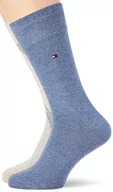 Skarpetki męskie - Tommy Hilfiger Męskie skarpety diagonalne w paski Classic Sock, Beżowy denim melanż, 39-42 EU - miniaturka - grafika 1