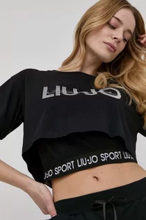 Koszulki i topy damskie - LIU JO t-shirt bawełniany kolor czarny - grafika 1