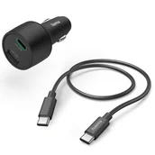 Ładowarki samochodowe - Hama USB-C, USB 32W PD/QC + kabel USB-C (czarny) - miniaturka - grafika 1