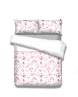 Pościel dla dzieci - AmeliaHome delikatna flanela pościel 100% bawełna wzór kwiatowy pościel pościel suwak Snuggy Collection Sweet Dreams ptak biały różowy - miniaturka - grafika 1