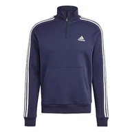 Bluzy męskie - adidas Męska bluza polarowa Essentials z 3 paskami na zamek 1/4 (długi rękaw), atrament legendowy/biały, 2XL, Atrament legendowy/biały, XXL - miniaturka - grafika 1