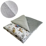 Koce i narzuty dla dzieci - Kocyk Dziecięcy 75x100 Ocieplany Pieski Białe/Szary Bawełna/Velvet Polski Producent - miniaturka - grafika 1